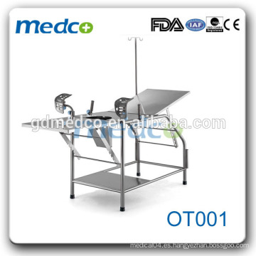 Mesa de Examen de Ginecología Portátil para Hospital de Acero Inoxidable OT001